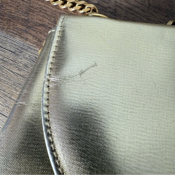 PALOMA PICASSO Vintage Gold X Bag Crossbody Chain Strap Snap Closure *Flaw* - Picture 12 of 16